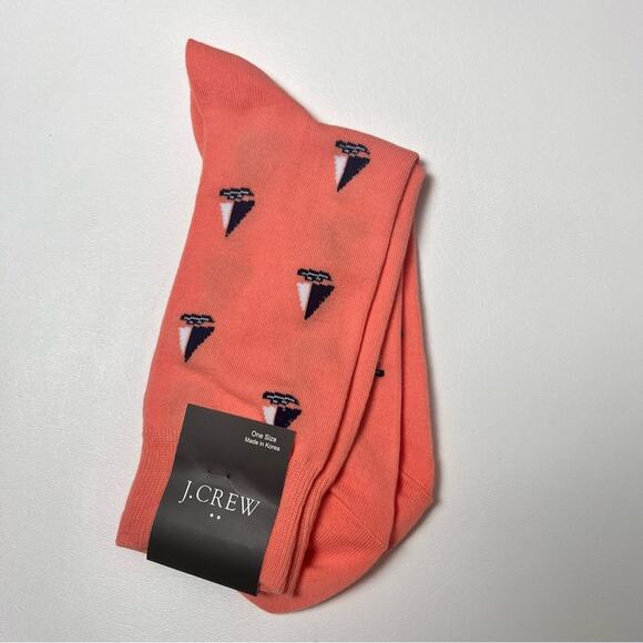 J.Crew Men's Nautical Sailboat Orange Printed Graphic Preppy Socks NWT - Picture 8 of 9